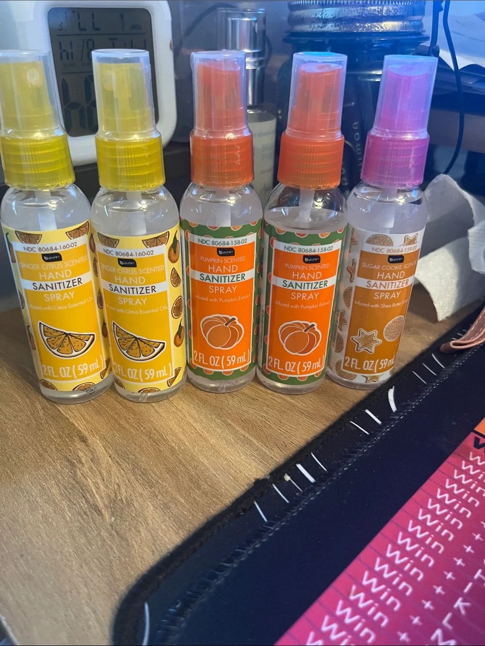 Assorted Citrus & Pumpkin Scented Hand Sanitizer Spray - Yellow, Orange, Pink